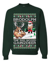 Brodolph Santa Working Out Gym the Red Nosed Gainzdeer Ugly Christmas Sweater Unisex Crewneck Graphic Sweatshirt