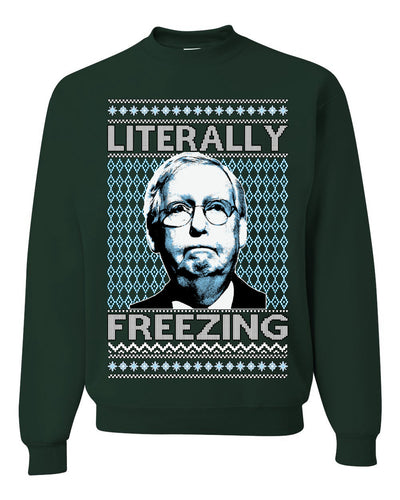 Literally Freezing McConnell Senator Ugly Christmas Sweater Unisex Crewneck Sweatshirt