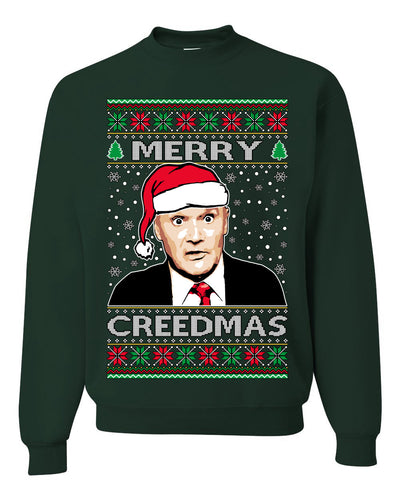 Merry Creedmas Office Humor TV Ugly Christmas Sweater Unisex Crewneck Sweatshirt