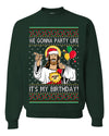 Gonna Party Like It's My Birthday Jesus Ugly Christmas Sweater Unisex Crewneck Sweatshirt