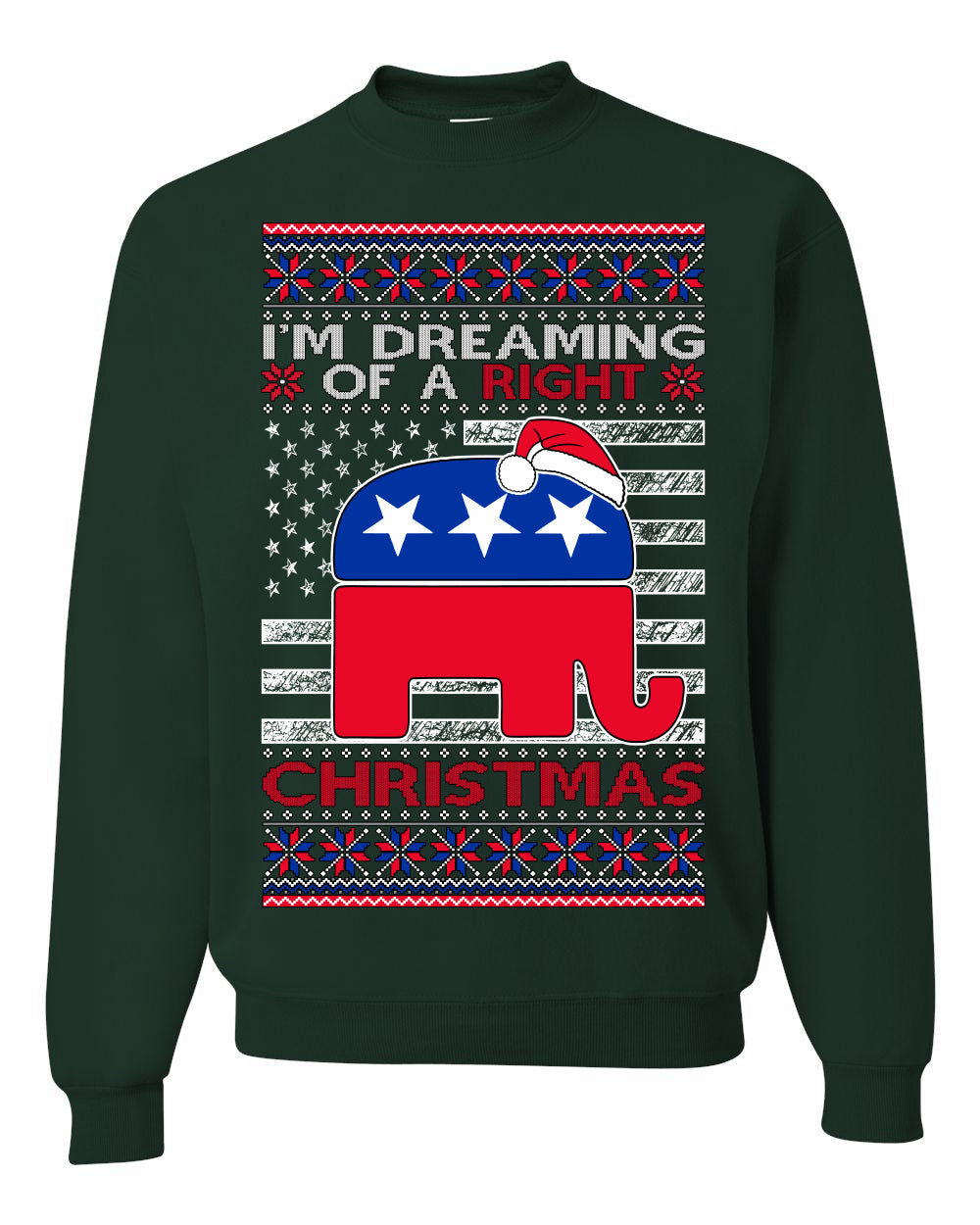 I'm Dreaming Of A Right Christmas Republican GOP  Ugly Christmas Sweater Unisex Crewneck Sweatshirt