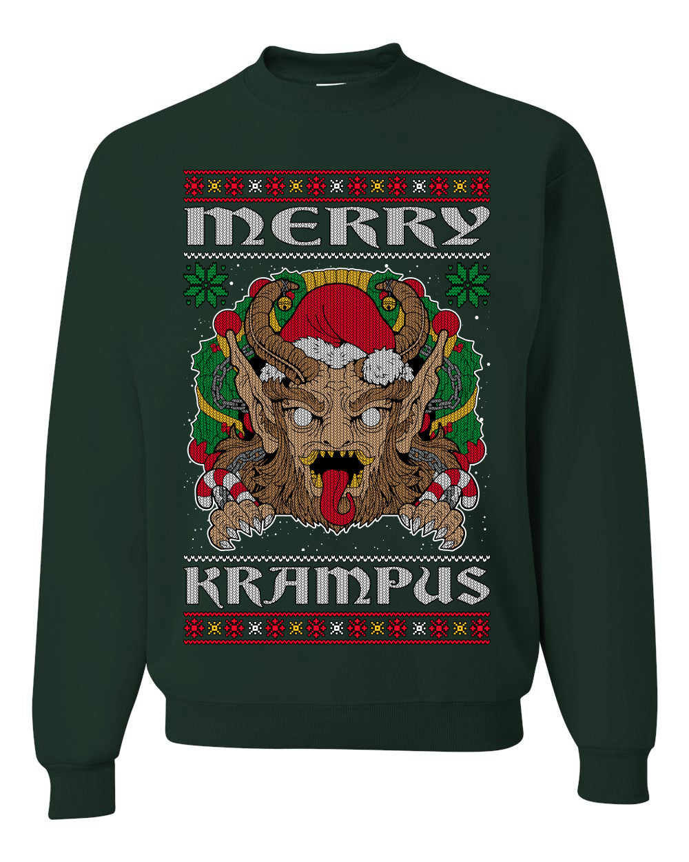 Merry Krampus Santa Folklore Figure Horror Ugly Christmas Sweater Unisex Crewneck Sweatshirt