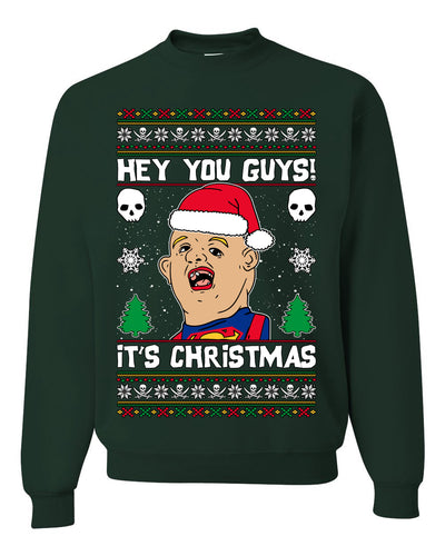 Hey You Guys! It's Sloth Never Say Die Ugly Christmas Sweater Unisex Crewneck Sweatshirt