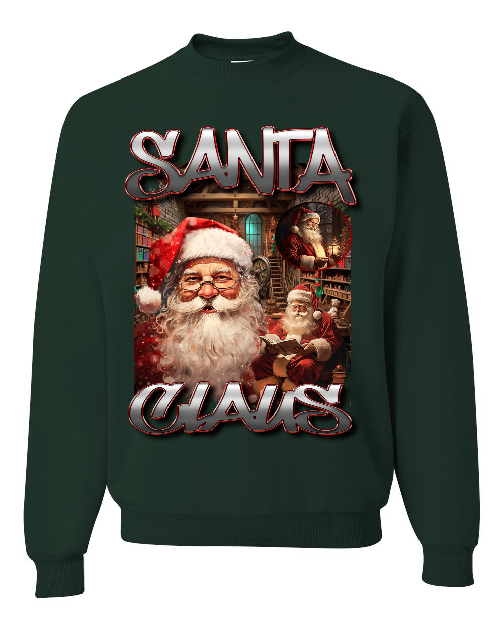 Santa Claus Bootleg Rap Music Style Ugly Christmas Sweater Crewneck Sweatshirt