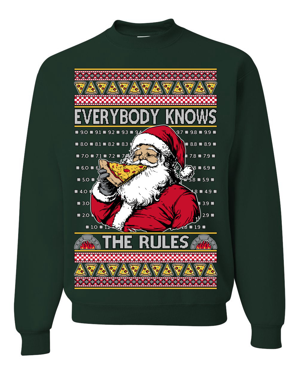 Everybody Knows the Rules Funny Santa Claus Pizza Score Ugly Christmas Sweater