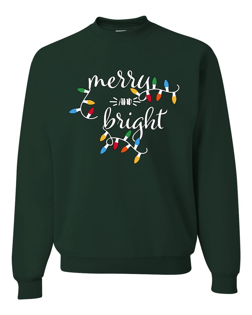 Merry and Bright Christmas Lights, Cute Festive Colorful Christmas Design, Ugly Christmas Unisex Sweater, Crewneck Sweatshirts