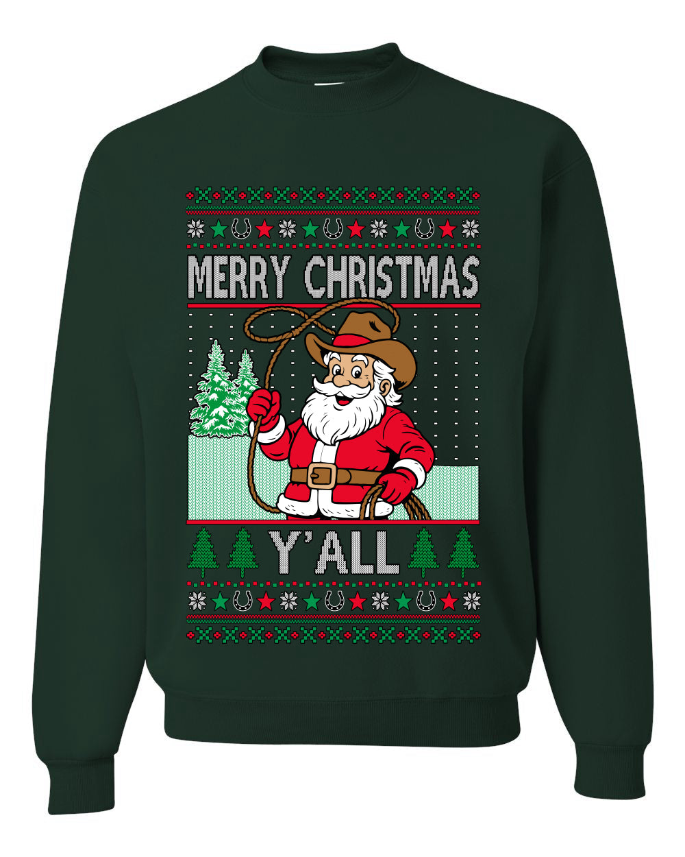 Merry Christmas Y'all Christmas Sweater,Unisex Ugly Christmas Crewneck Sweatshirts
