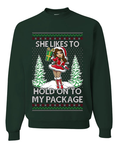 Hold My Package, Funny Unisex Ugly Christmas Crewneck Sweatshirts