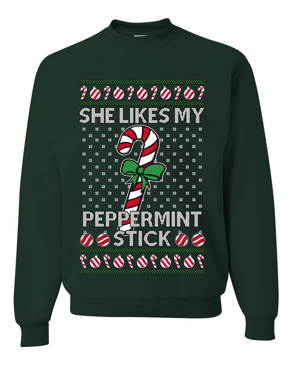 She Likes My Peppermint Stick, Unisex Ugly Christmas Sweater, Crewneck Sweatshirts