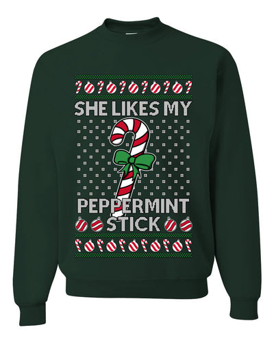 She Likes My Peppermint Stick, Unisex Ugly Christmas Sweater, Crewneck Sweatshirts