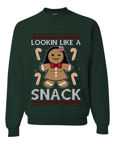Lookin Like A Snack, Unisex Ugly Christmas Sweater Crewneck Sweatshirts