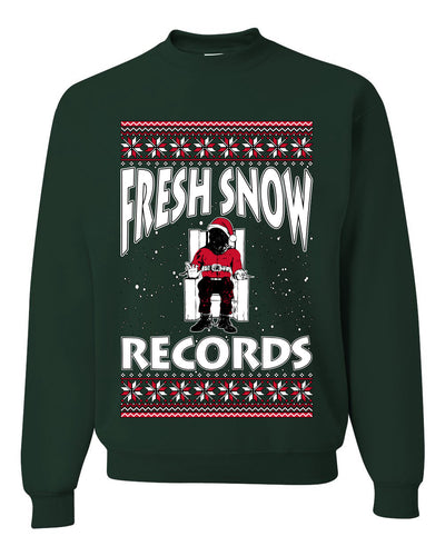 Fresh Snow Records Hip Hop Parody, Unisex Ugly Christmas Sweater, Crewneck Sweatshirts