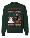 Aura Farming Through The Snow Meme, Unisex Ugly Christmas Sweater, Crewneck Sweatshirts