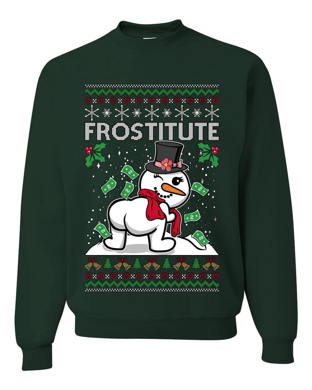 Snow Frostitute, Funny Unisex Ugly Christmas Sweater, Crewneck Sweatshirts