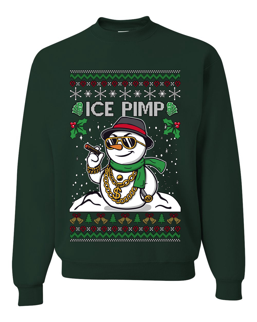 Snow Ice Pimp, Funny Unisex Ugly Christmas Sweater, Crewneck Sweatshirts