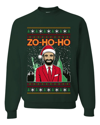 Zo Ho Ho Zohran Mamdani NYC, Unisex Ugly Christmas Sweater Crewneck Sweatshirts