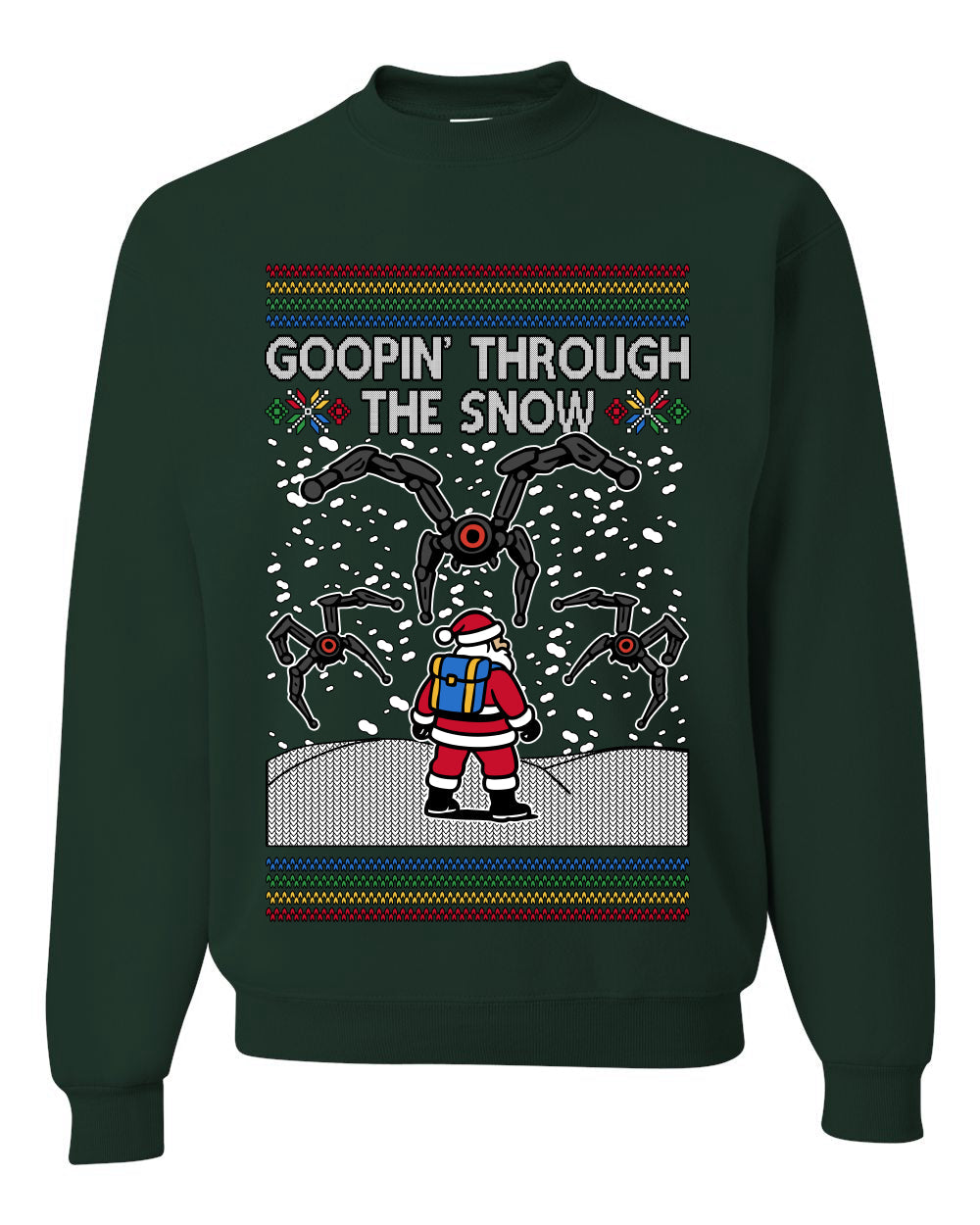 Goopin' Through The Snow Gamer Santa, Unisex Ugly Christmas Sweater Crewneck Sweatshirts