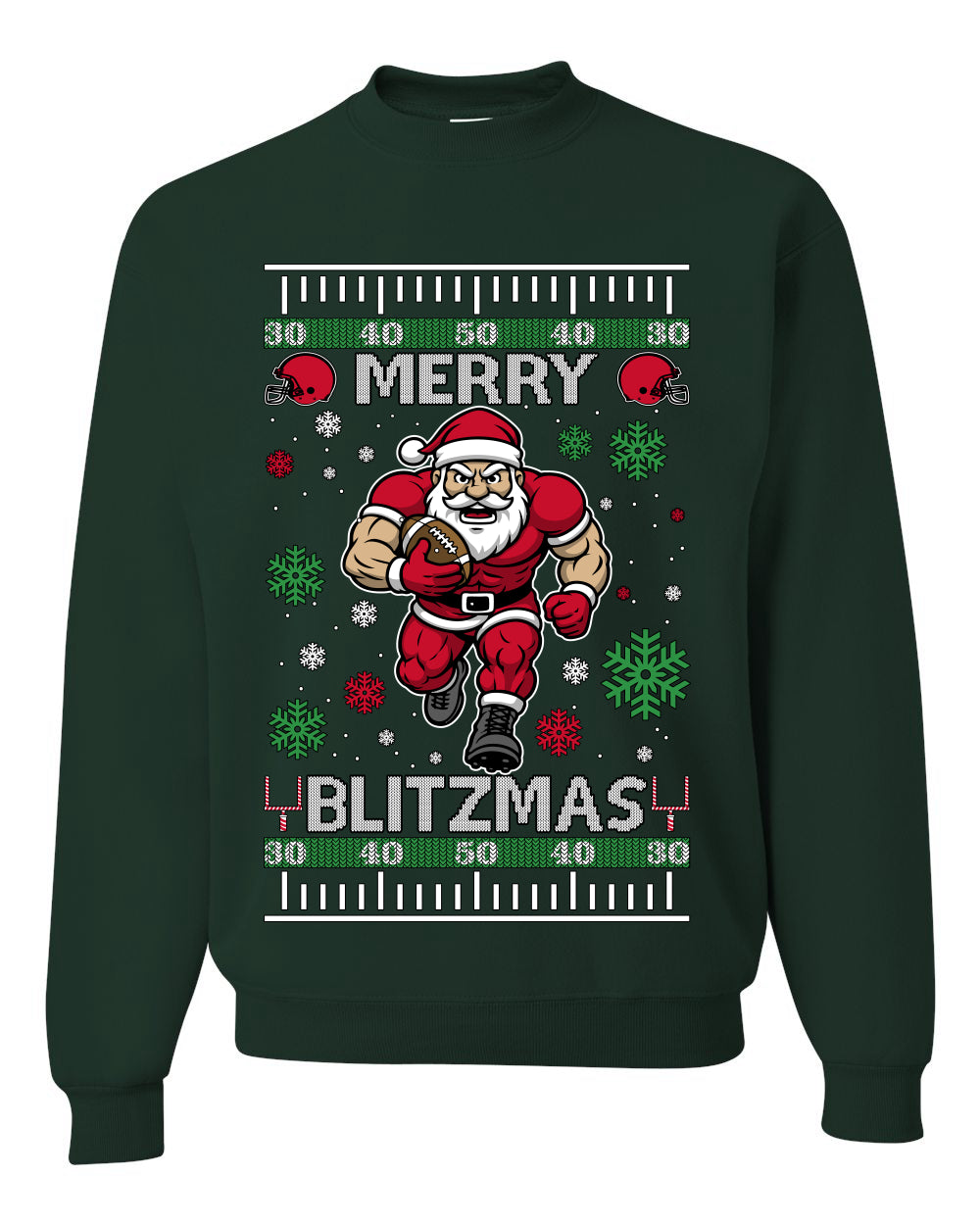 Merry Blitzmas, Football Christmas Sweater Design, Unisex Ugly Christmas Sweater Crewneck Sweatshirts