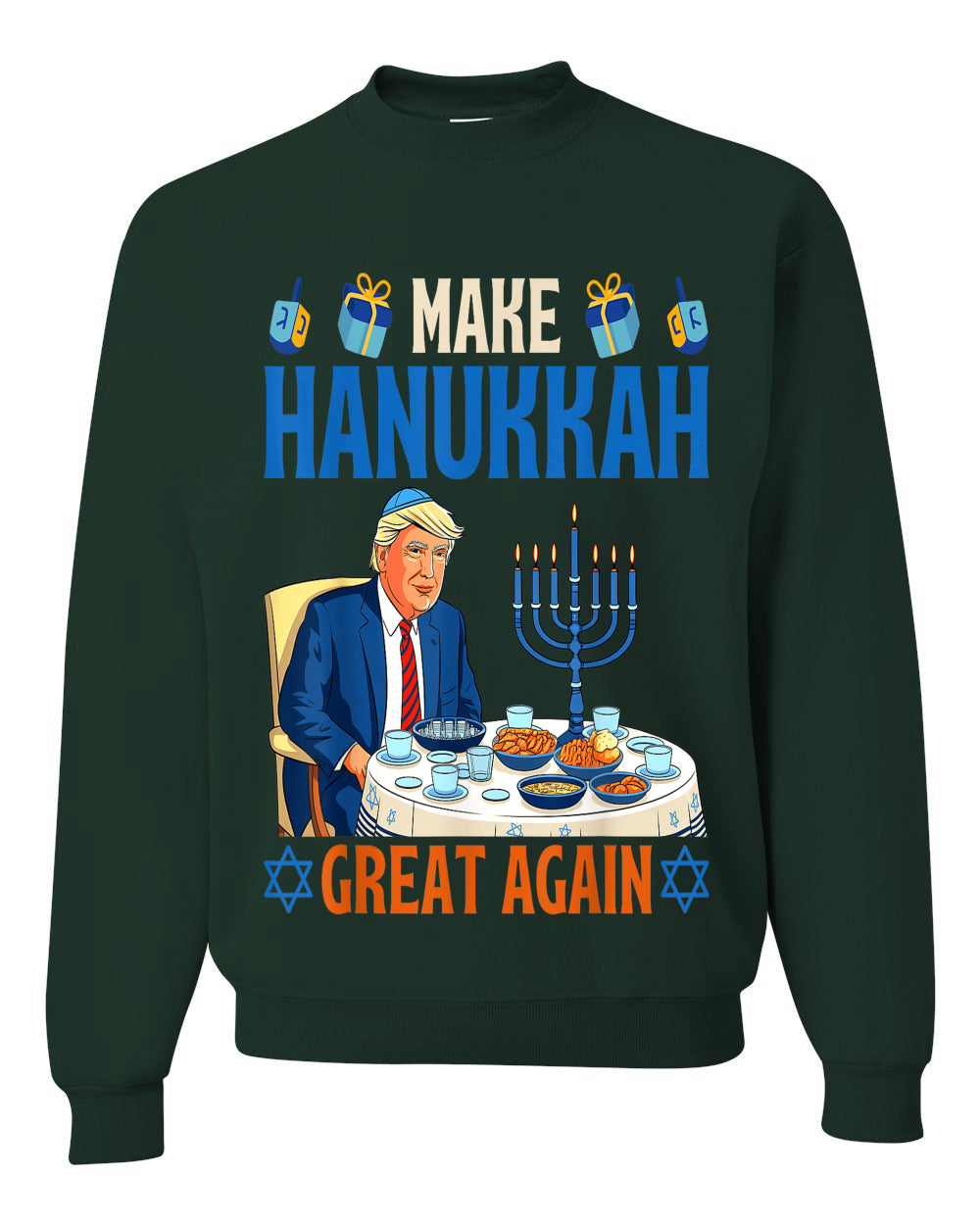 Make Hanukkah Great Again, Unisex Ugly Christmas Sweater Crewneck Sweatshirts