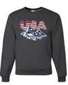 USA Winter Team Sports Fan Collection | USA Flag Mountainscape Sweater, Unisex Crewneck Sweatshirts