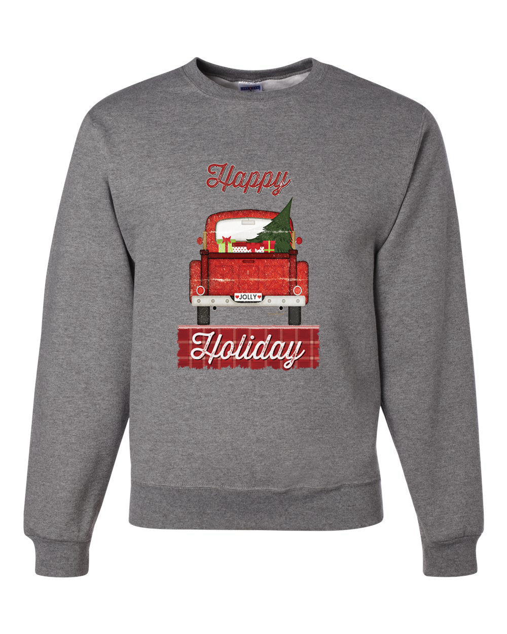 Happy Holiday Jolly Red Pick Up Merry Christmas Unisex Crewneck Graphic Sweatshirt