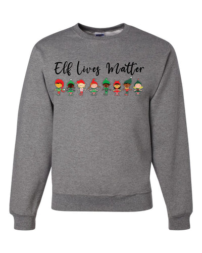 Elf Lives Matter Cute Elves Merry Christmas Unisex Crewneck Graphic Sweatshirt