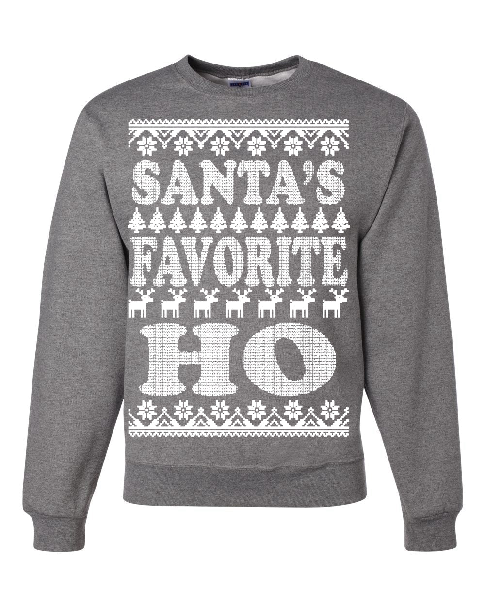 Santa's Favorite Ho White  Ugly Christmas Sweater Unisex Crewneck Sweatshirt
