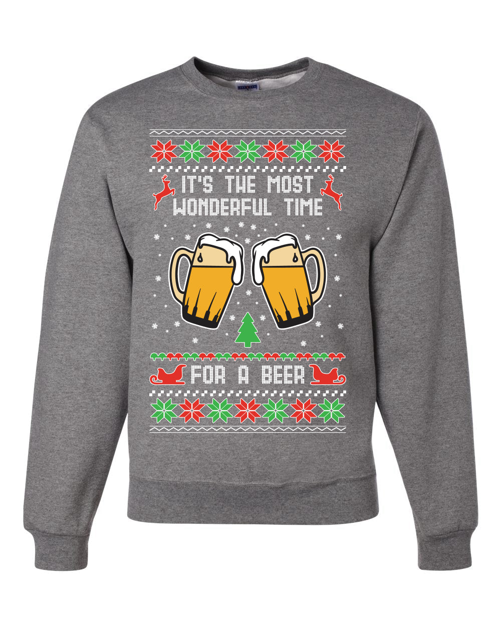 It's The Most Wonderful Time for a Beer Merry Ugly Christmas Sweater Unisex Crewneck Graphic Sweatshirt