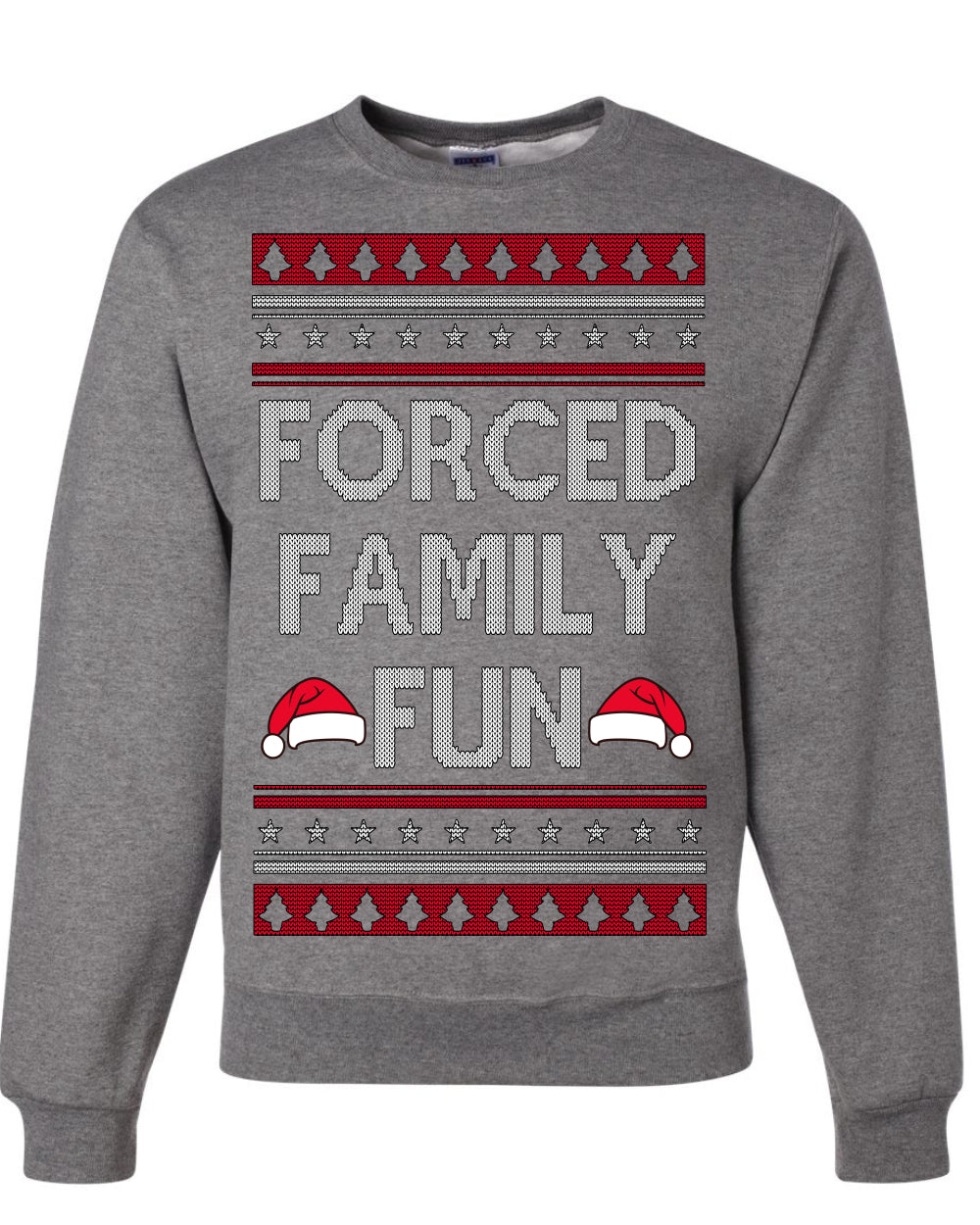 Forced Family Fun, Xmas Holiday Funny Ugly Christmas Sweater Crewneck Sweatshirt