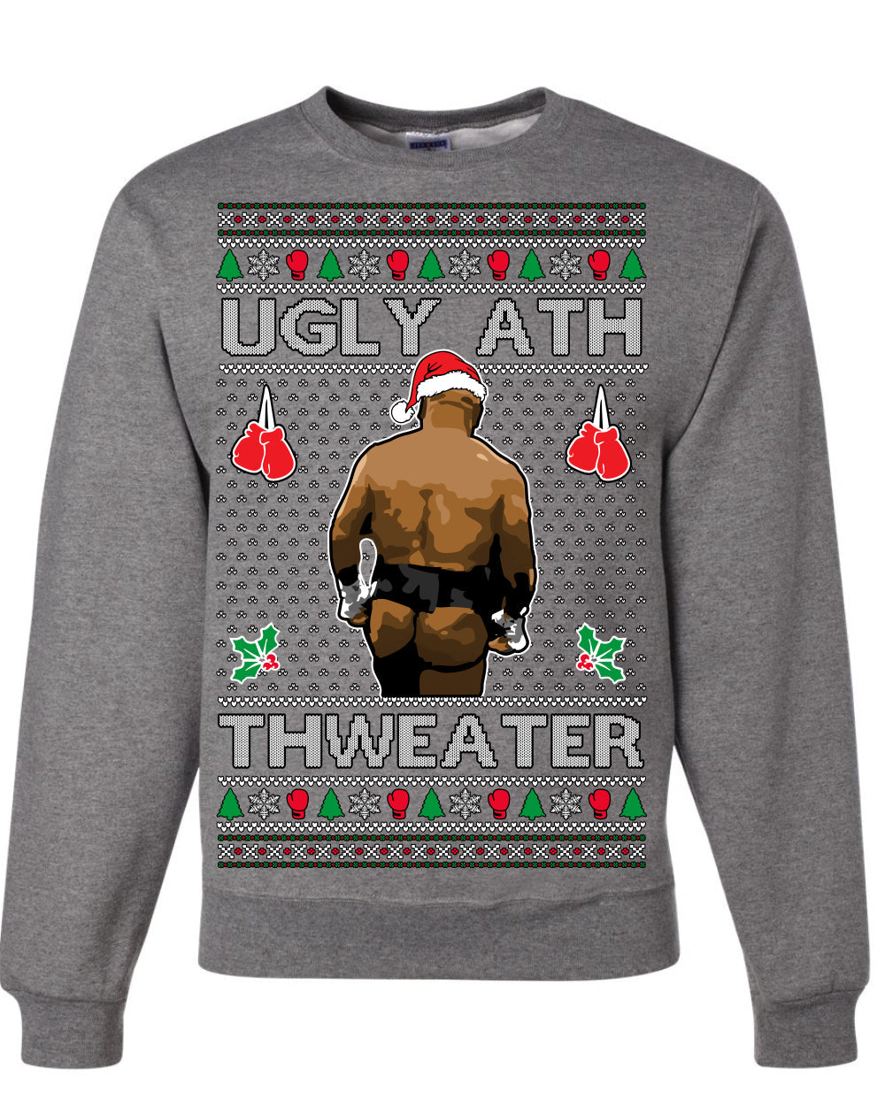 Ugly Ath Sweater Merry Chrithmith, Butt Viral Ugly Ass Boxing Fight, Funny Ugly Christmas Sweater Crewneck Sweatshirt