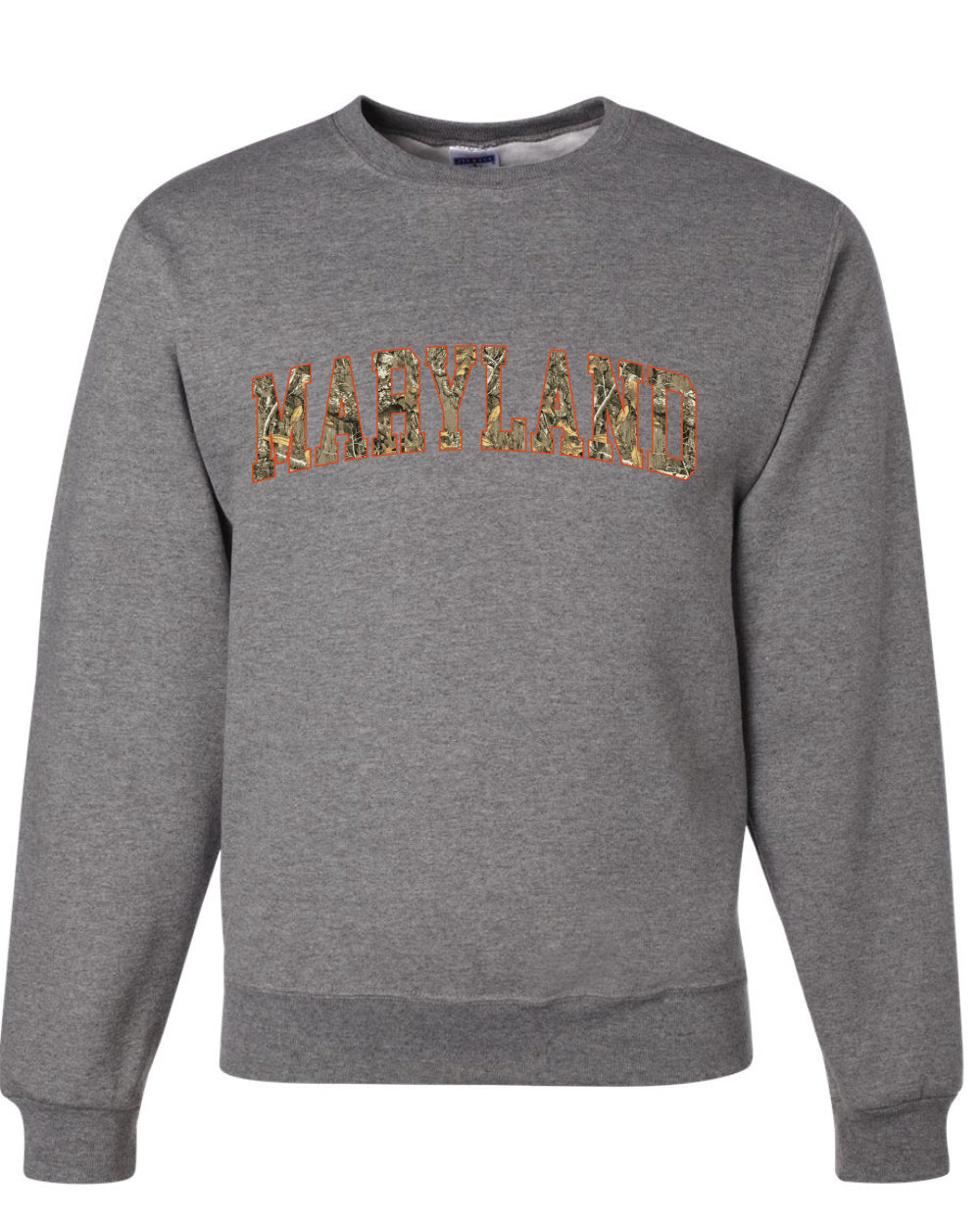 Maryland  Camo Fill Orange Outline Sweater, Unisex Crewneck Sweatshirts