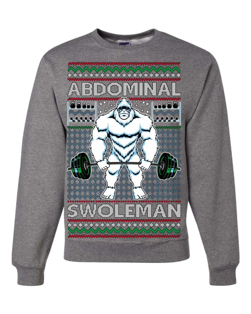 Abdominal Swoleman Fitness Yeti Ugly Christmas Sweater Unisex Crewneck Sweatshirt