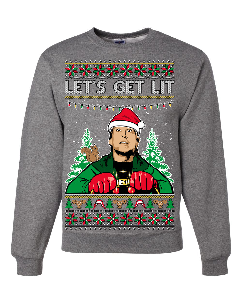 Let's Get Lit Clark Vacation Ugly Christmas Sweater Unisex Crewneck Sweatshirt