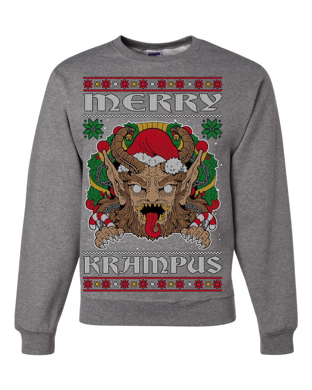 Merry Krampus Santa Folklore Figure Horror Ugly Christmas Sweater Unisex Crewneck Sweatshirt