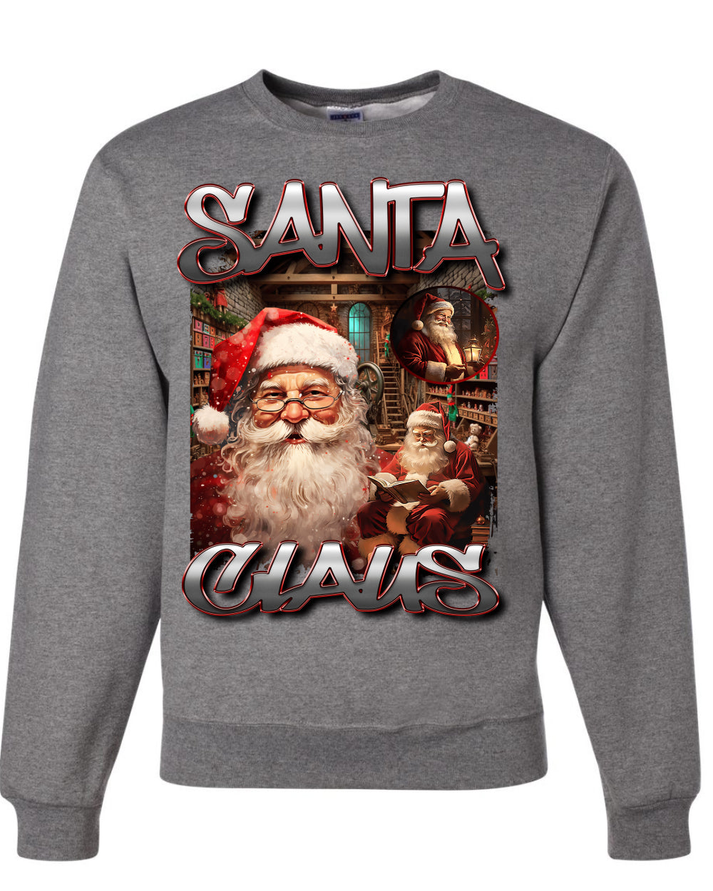 Santa Claus Bootleg Rap Music Style Ugly Christmas Sweater Crewneck Sweatshirt