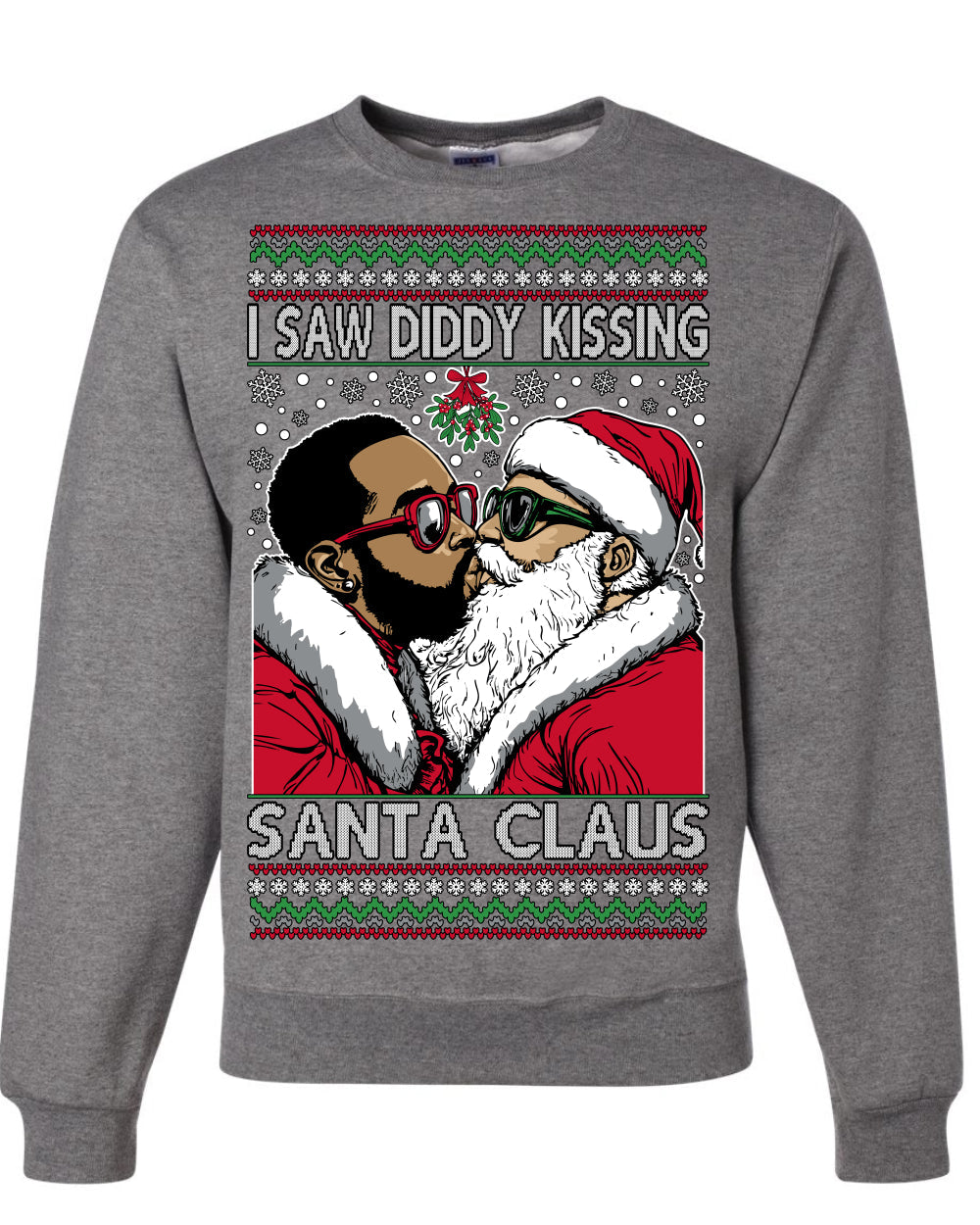 I Saw Diddy Kissing Santa Claus Funny Viral Music Meme Ugly Christmas Sweater