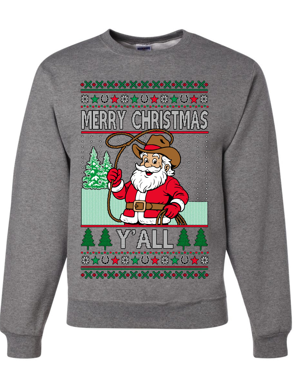 Merry Christmas Y'all Christmas Sweater,Unisex Ugly Christmas Crewneck Sweatshirts
