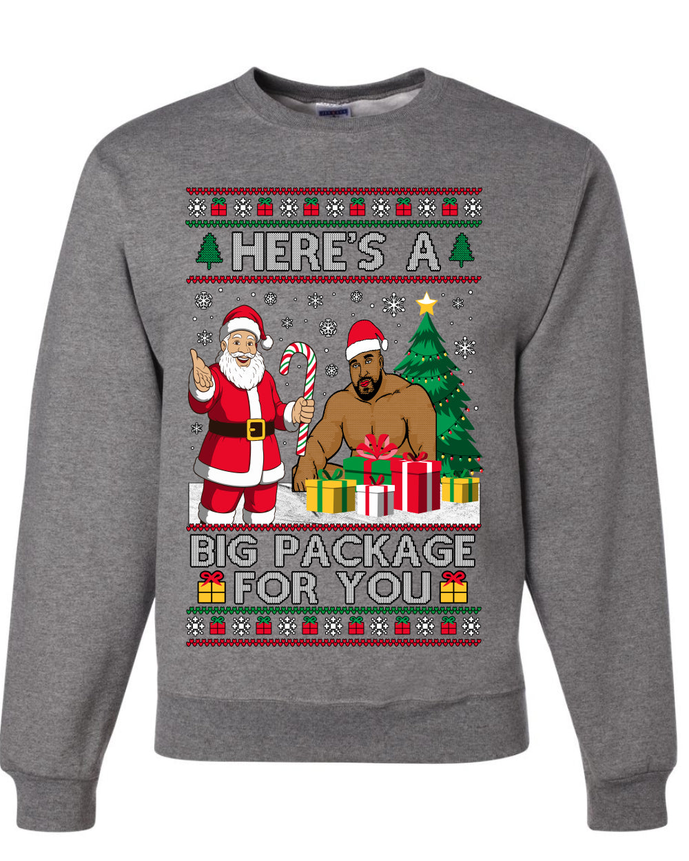 Here's A Big Package For You Santa Christmas Sweater, Unisex Ugly Christmas Crewneck Sweatshirts