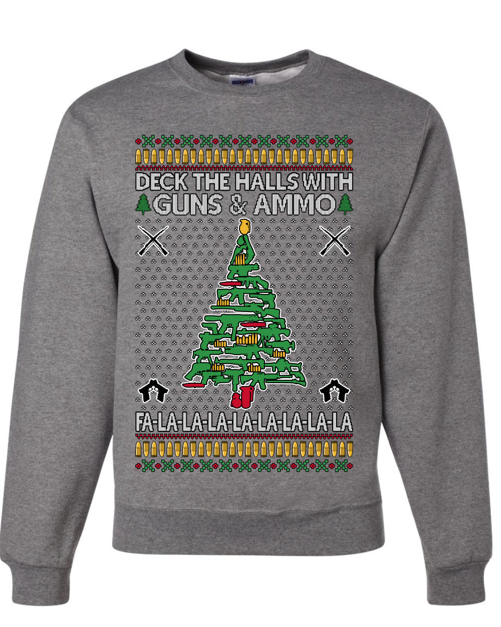 Deck The Halls With Guns & Ammo Fa La La La La,Unisex Ugly Christmas Sweater, Crewneck Sweatshirts