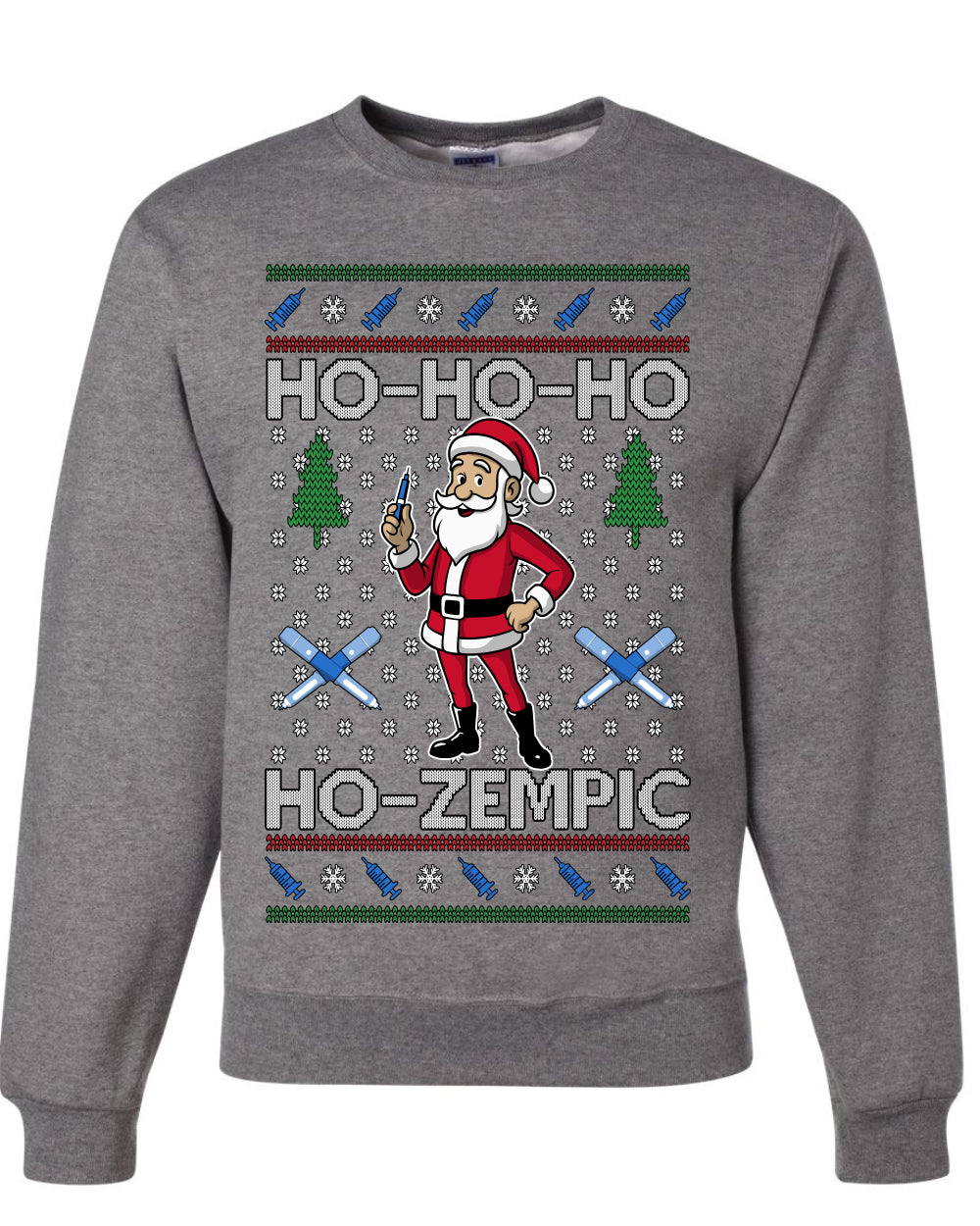 Skinny Santa Ho Ho Ho Ho-Zempic Weight Loss Shot, Unisex Ugly Christmas Sweater, Crewneck Sweatshirts