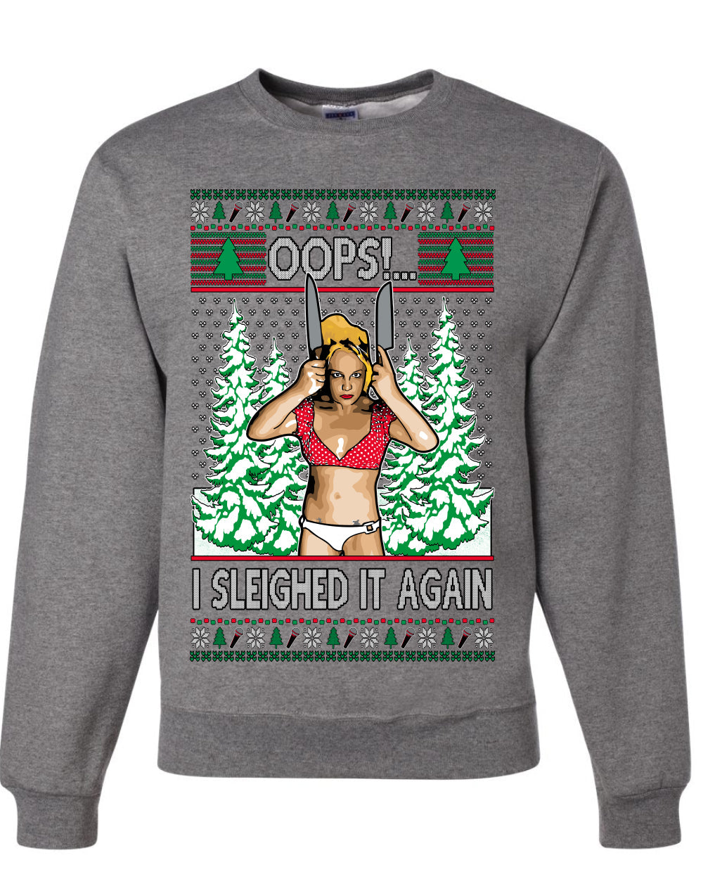 Funny, Knives Popstar Dancing, Music Lover Comedic Christmas Sweater Design, Unisex Crewneck Sweatshirts