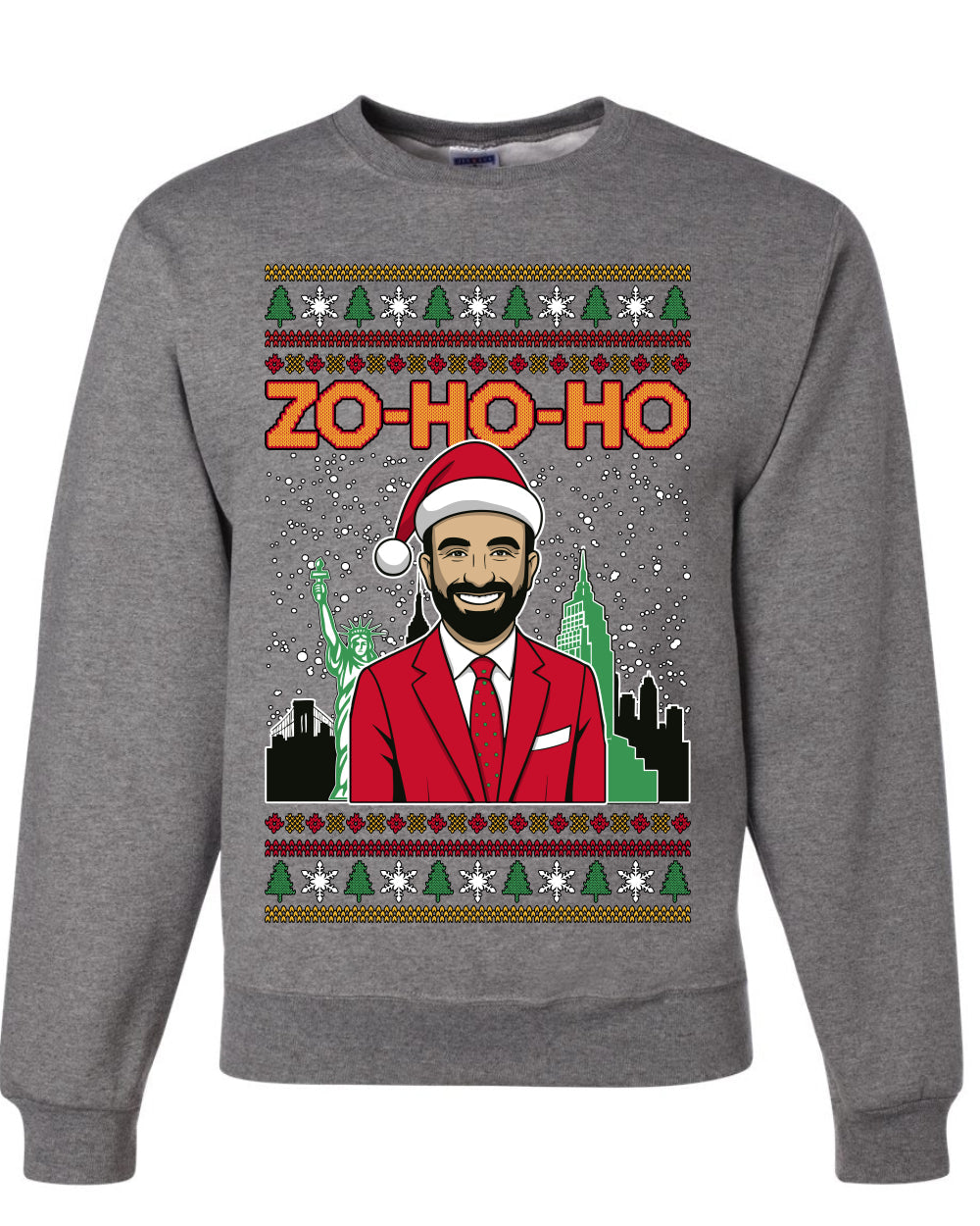 Zo Ho Ho Zohran Mamdani NYC, Unisex Ugly Christmas Sweater Crewneck Sweatshirts