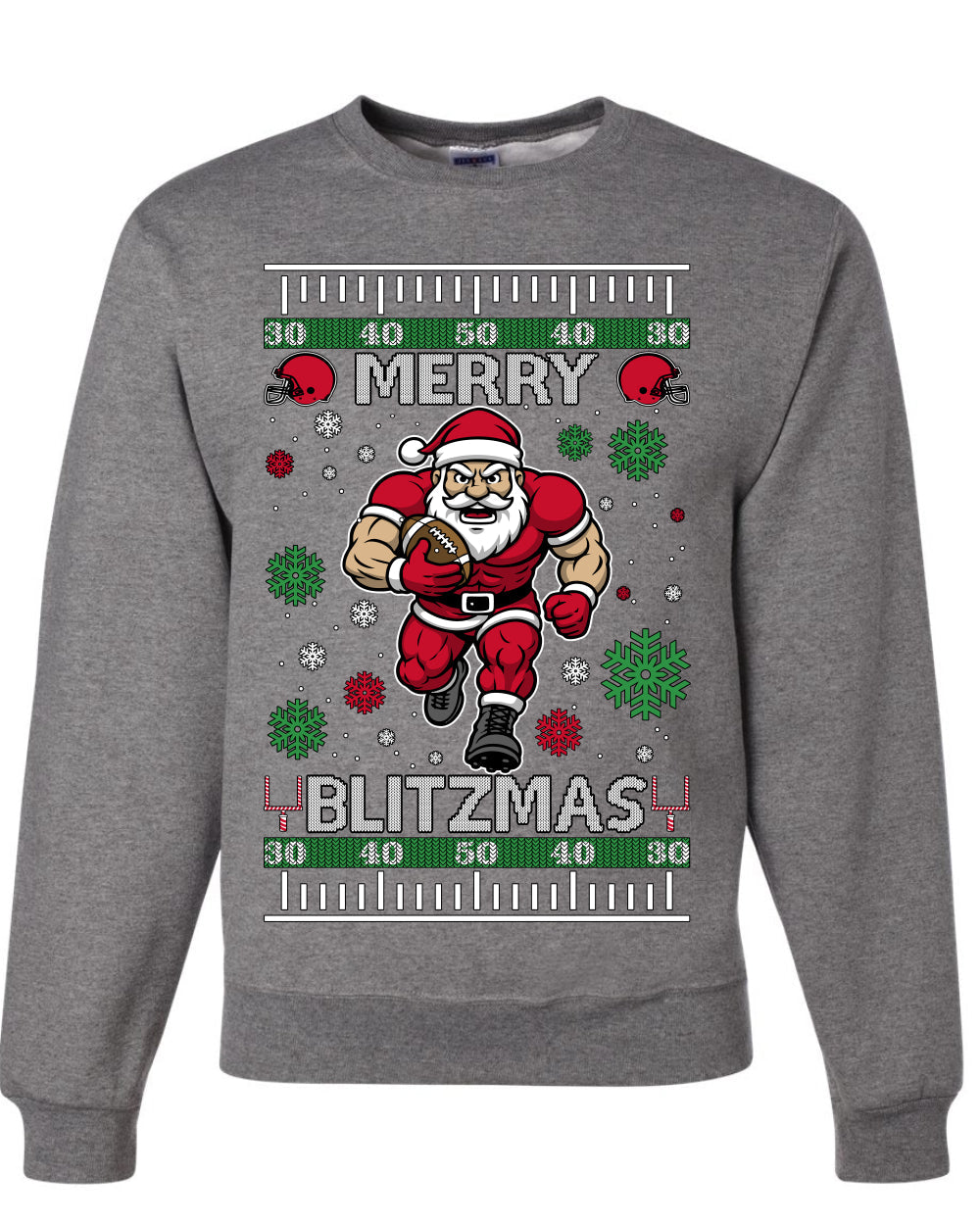 Merry Blitzmas, Football Christmas Sweater Design, Unisex Ugly Christmas Sweater Crewneck Sweatshirts