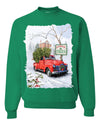 Winter Merry Christmas Trees Festive Red Truck Merry Christmas Unisex Crewneck Graphic Sweatshirt