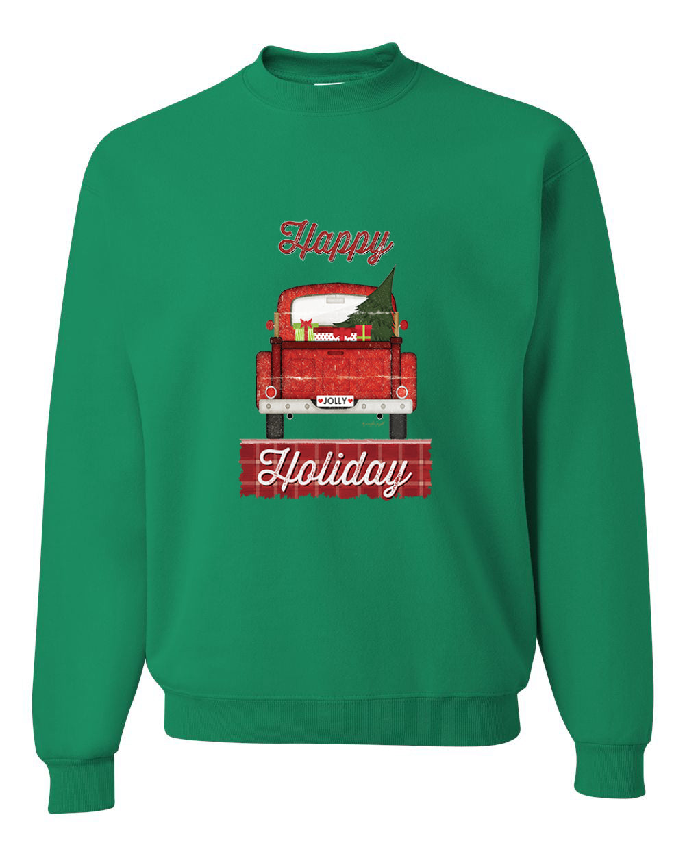 Happy Holiday Jolly Red Pick Up Merry Christmas Unisex Crewneck Graphic Sweatshirt