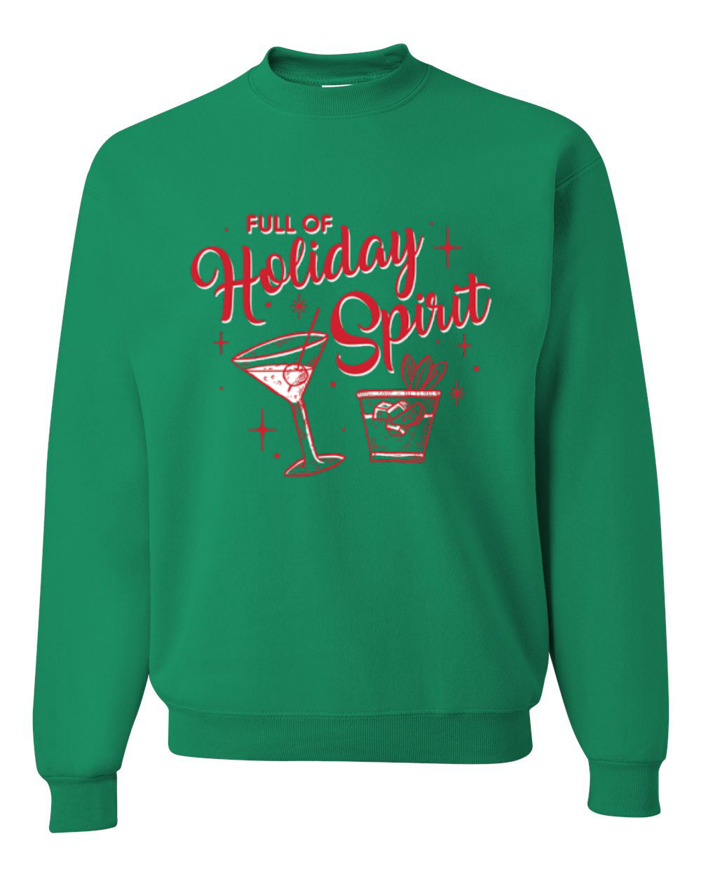 Full of Holiday Spirit, Martini Drink Holiday Design Unisex Christmas Sweater, Crewneck Sweatshirts