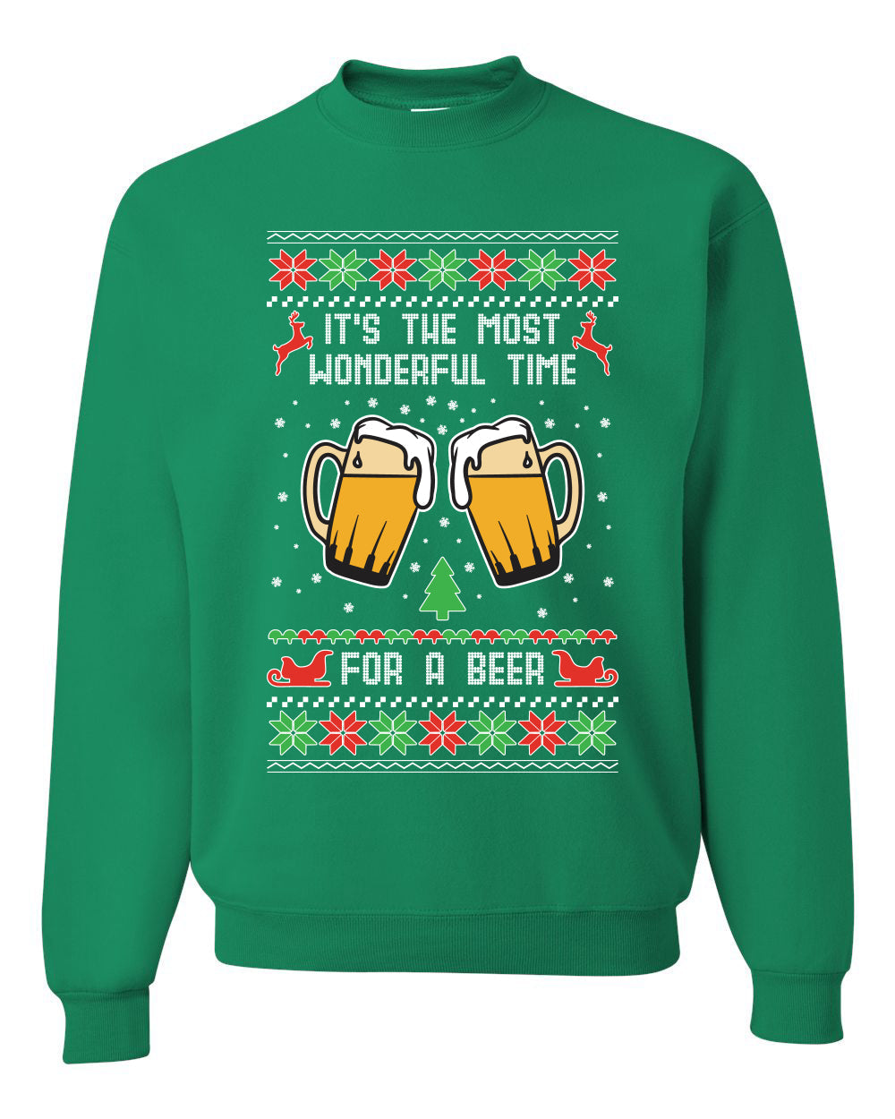 It's The Most Wonderful Time for a Beer Merry Ugly Christmas Sweater Unisex Crewneck Graphic Sweatshirt