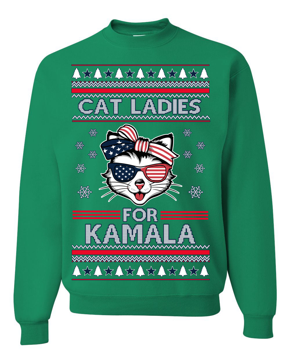 Cat Ladies for Kamala USA Glasses Ugly Christmas Sweater Crewneck Sweatshirt