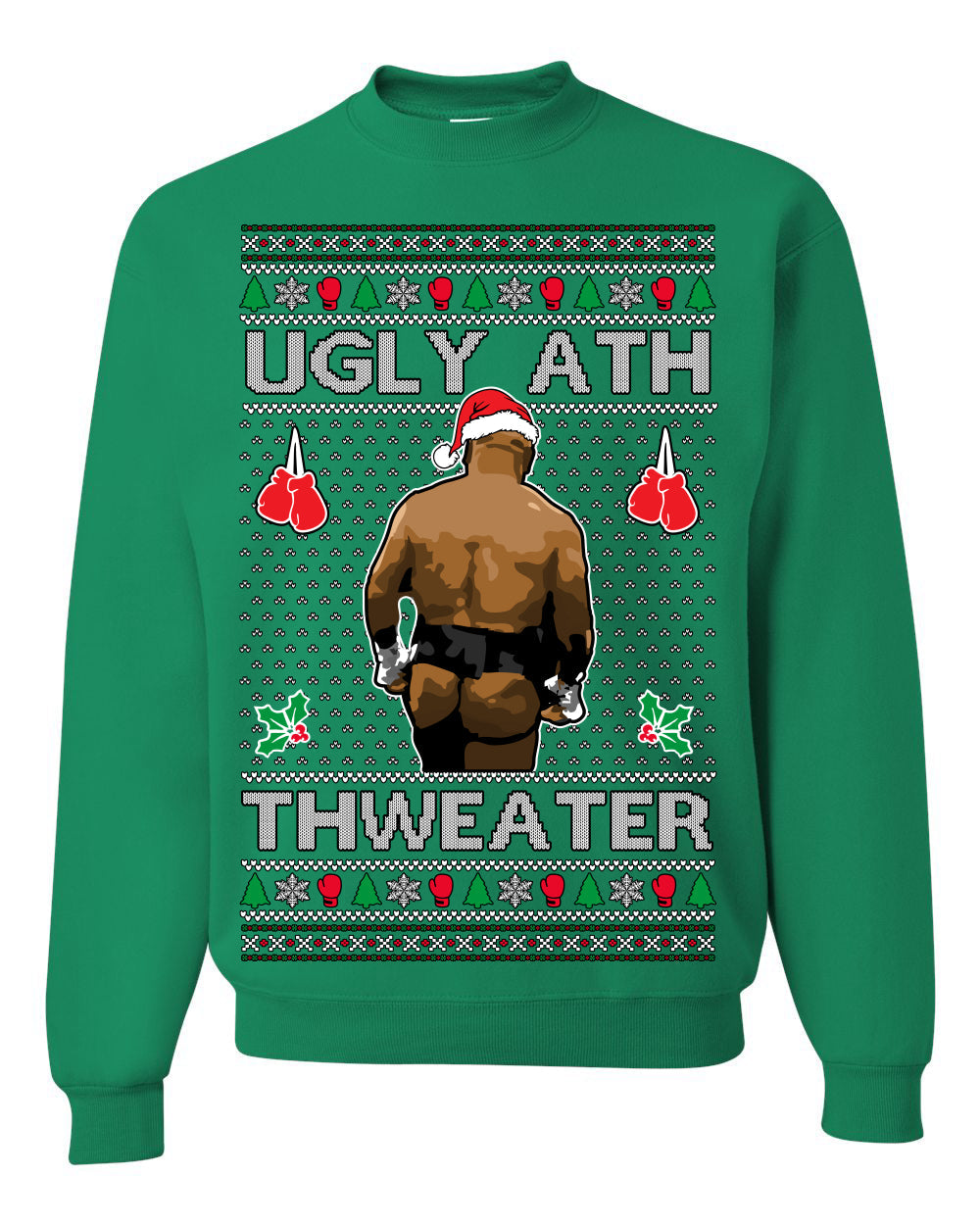 Ugly Ath Sweater Merry Chrithmith, Butt Viral Ugly Ass Boxing Fight, Funny Ugly Christmas Sweater Crewneck Sweatshirt