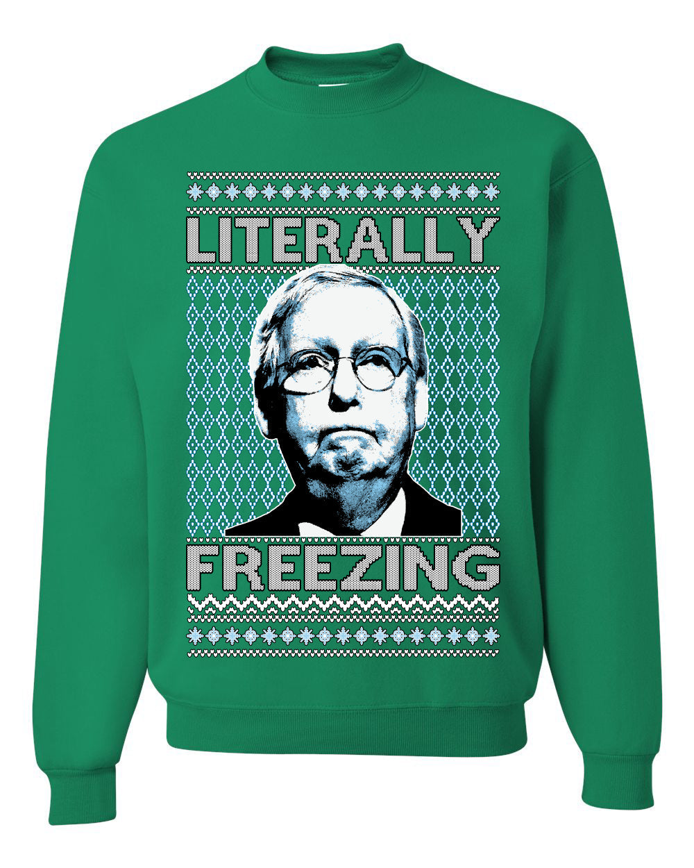 Literally Freezing McConnell Senator Ugly Christmas Sweater Unisex Crewneck Sweatshirt